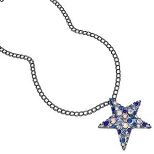 Betsey Johnson Star Necklace blue rhinestone rare new with tags silver pendant